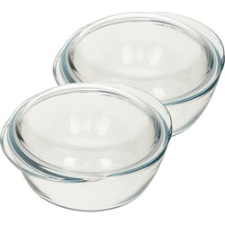 Pyrex glazen ovenschaal met deksel - 2x - 2,1 liter - 22 x 13 x 5 cm - Ovenschalen