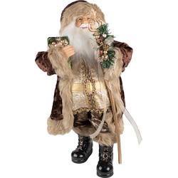 Clayre & Eef Beeld Kerstman 63 cm Bruin Textiel op kunststof Kerstfiguren