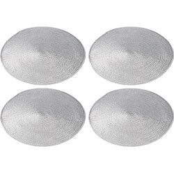 6x stuks ronde placemats zilver polypropeen 38 cm - Placemats