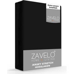 Zavelo® Jersey Hoeslaken Zwart-Lits-jumeaux (180x200 cm)