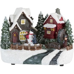  J-Line Decoratie Kersthuisje Winterfiguren Sneeuwman Led  - Mix