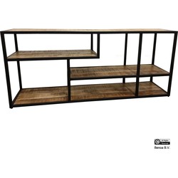 Benoa Cypress Iron TV Rack with Wooden Shelf 140 cm Iron Black powdercoated, Wood Natural finish