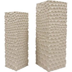 PTMD Zuil Isaiah Ribble - 33x33x95 cm - MDF - Creme - Set van 2