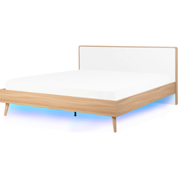 Beliani SERRIS - Tweepersoonsbed met LED-verlichting-Lichte houtkleur-MDF