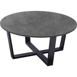 Teeburu coffee table 75x35cm. alu black/concrete - Yoi