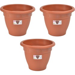 Set van 5x stuks terra cotta kleur ronde plantenpot/bloempot kunststof diameter 30 cm - Plantenpotten