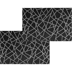 Set van 4x stuks placemats grafische print zwart texaline 45 x 30 cm - Placemats