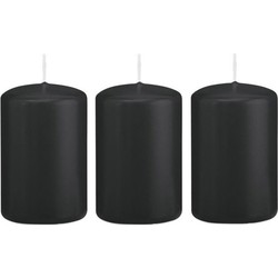 6x Kaarsen zwart 5 x 8 cm 18 branduren sfeerkaarsen - Stompkaarsen