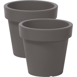 4x stuks basic plantenpot/bloempot kunststof dia 16 cm/hoogte 14.5 cm steengrijs - Plantenpotten