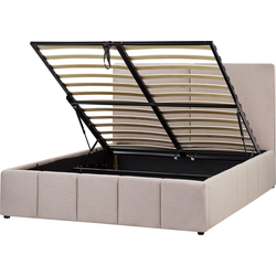 CASTELNAVET - Tweepersoonsbed - Taupe - 160 x 200 cm - Polyester