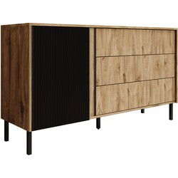 Meubella - Dressoir Margareth - Eiken - 145 cm - 3 lades