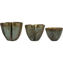 PTMD Bloempot Rochelle - 61x52x49 cm - Aluminium - Blauw - Set van 3