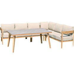 Carrara lounge-diningset - 5-dlg. - light teaklook - sand  Centostone