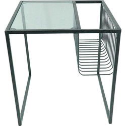 Side table- Glass Table Top with metal Storage Rack 40x40x40