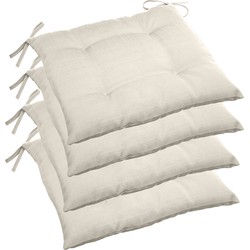 6x Stuks Stoelkussens voor binnen en buiten - beige - 40 x 40 x 4 cm - tuinstoelkussens