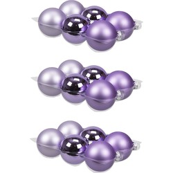 24x stuks glazen kerstballen amethyst paars 8 cm mat/glans - Kerstbal