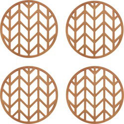 Krumble Pannenonderzetter met pijlen patroon - Bruin - Set van 4