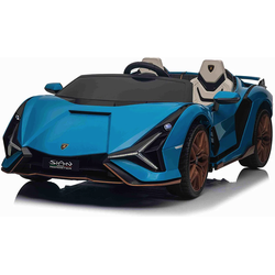 Lamborghini Sian, 2-persoons 24 volt elektrische kinderauto met rubberen banden, lederen zitje en meer.