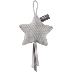 Baby's Only Gebreide decoratie hanger ster Robust - Decoratieve accessoires - Zilvergrijs - Met ophanglusje