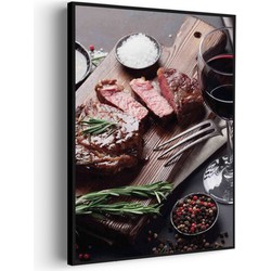 Muurwerken Akoestisch Schilderij - Beef met Rode Wijn - Geluidsdempend Wandpaneel - Wanddecoratie - Geluidsisolatie - BASIC (AW 0.65) XXL (107X150)