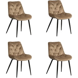 PoleWolf - Louis Chair - Velvet - Sand White - Set of 4