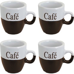 Koffiemok - set 8x stuks - donkerbruin - keramiek - 150 ml - Bekers