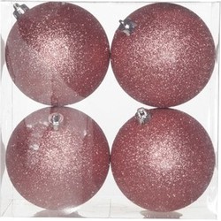 16x Kunststof kerstballen glitter roze 10 cm kerstboom versiering/decoratie - Kerstbal