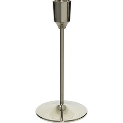 Luxe diner kaarsen staande kandelaar aluminium kleur zilver 15 cm - kaars kandelaars