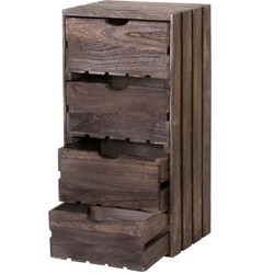 Cosmo Casa  Chest of drawers - Chest of drawers wooden box - Shabby look vintage - 4 drawers 70x32x26cm - Brown