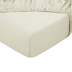 DoubleDry Hoeslaken 100% Natuurlijk Katoen - Eenpersoons 90x200 cm - Zacht & Ademend - Rondom Elastiek - Crème