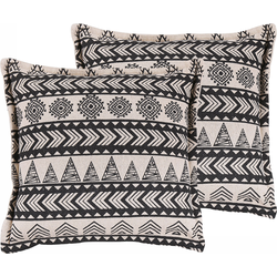 HENTEPE  - Sierkussen set van 2 - Beige - 45 x 45 cm - Katoen