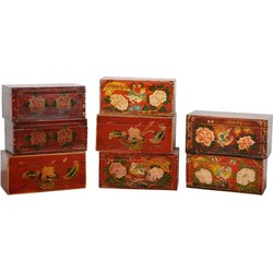 Fine Asianliving Antieke Chinese Kist Handbeschilderd B33xD17xH16cm