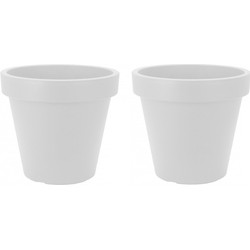 Prosperplast Bloempot - 2x - D40 x H35 cm - wit - kunststof - Plantenpotten