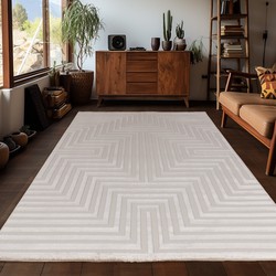 Arte Designer Vloerkleed Laagpolig Luxe Tapijt - Woonkamer Slaapkamer -  Beige- 140x200 CM