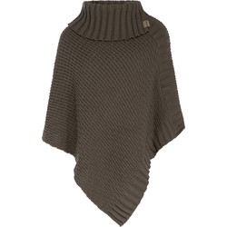 Knit Factory Nicky Gebreide Dames Poncho - Cappuccino - One Size - Met opstaande kraag