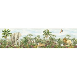Sanders & Sanders zelfklevende behangrand jungle dieren groen - 13.8 x 500 cm - 601321