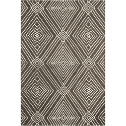 Safavieh Transitional Indoor Hand Tufted Area Rug, Lauren Collection, LRL6608, in Charcoal Grey & Ivory, 122 X 183 cm