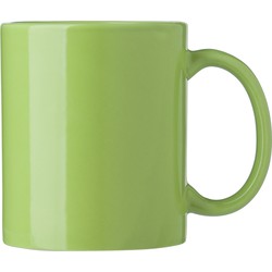 Bellatio Design Koffie mokken/bekers Nantes - 1x - keramiek - met oor - groen - 300 ml - Bekers