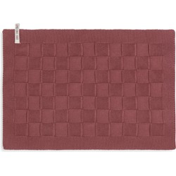 Knit Factory Gebreide Placemat - Onderlegger Uni - Stone Red - 50x30 cm