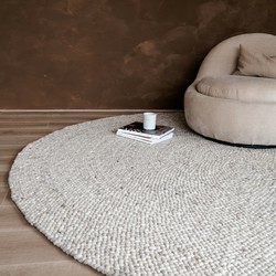 Rond Wollen Vloerkleed Palermo Beige/Taupe Eva Interior - <a href="https://vloerkledenloods.nl/vloerkleden/wollen-vloerkleed">Wol</a> - Rond 260 Ø - (XXL)