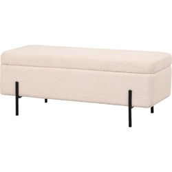 Opbergbank Beige Bouclé - 110x45x40cm - Zithoogte 40cm - Jari