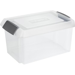 Sunware opslagbox kunststof 51 liter transparant 59 x 39 x 29 cm met hoge deksel - Opbergbox