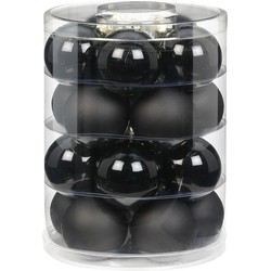 Tube met 60x zwarte kerstballen van glas 6 cm glans en mat - Kerstbal