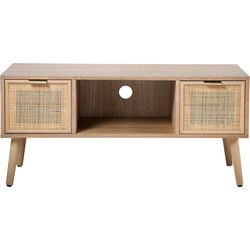 TV-meubel met 2 lades en rotan voorkant L100 cm - MIYA
