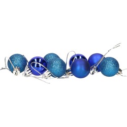 8x stuks kerstballen blauw mix van mat/glans/glitter kunststof 3 cm - Kerstbal