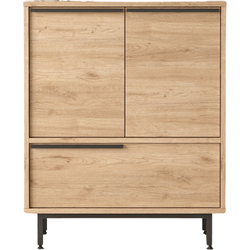 Schoenenkast met 2 deuren en 1 klep in notendecor - H90,4 cm