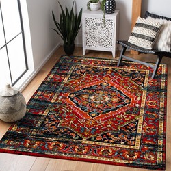 Tapijtenloods Vintage Marrakech Vloerkleed Zwart / Multi Laagpolig- 120x170 CM