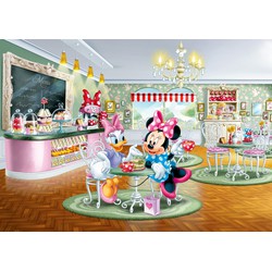 Disney fotobehang Minnie Mouse & Katrien Duck groen, roze en blauw - 255 x 180 cm - 600349