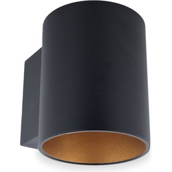 Groenovatie Wandlamp Rond, Vast, G9 Fitting, Mat Zwart / Goud