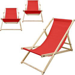 houten klapstoel 3 ligposities tot 120 kg rood